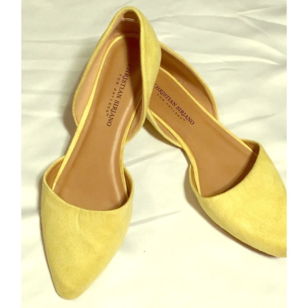 Christian Siriano Yellow Faux Suede D'Orsay Flats